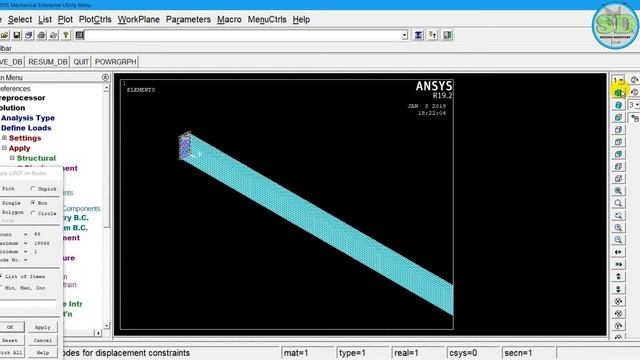 ANSYS Mechanical APDL 19.2 Analyze deflection of cantilever beam смотреть онлайн