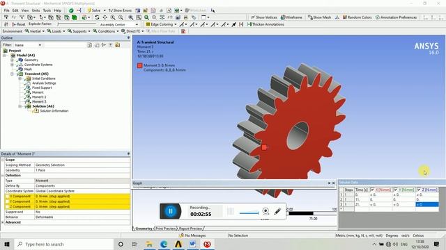 Transient structure analysis of 3D gear смотреть онлайн