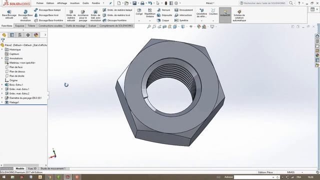 the easy way to make hex bolt, washers and the nut using solidworks смотреть онлайн