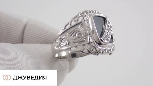 Печатка Мужская, инкрустация серебром, Артикул КМ-99_7_с, серебро 925 пробы смотреть онлайн