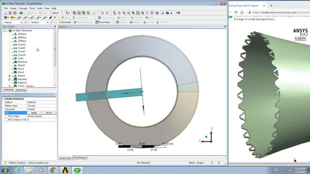 DesignModeler: cutting a lattice for cooling tower legs смотреть онлайн