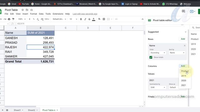 How to Use PIVOT TABLE in Google sheets Telugu | Class - 10 | Google Sheets Telugu Tutorials || смотреть онлайн