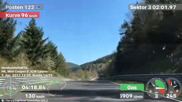 Nordschleife 09.04.2017 in 8:35 Mini Cooper JCW Cabrio R57 смотреть онлайн