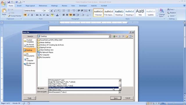 Saving Word 2007 Documents As PDF, RTF, DOC, And TXT Files