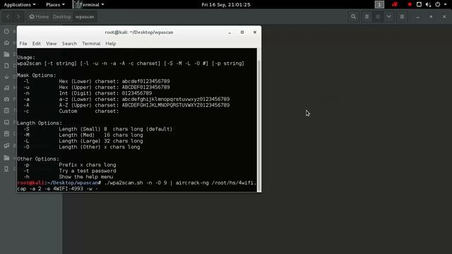 WPA2scan.exe runing under KAli linux WPA2 pass crack part1 смотреть онлайн