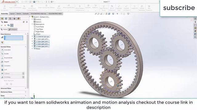 Planetary gear system in Solidworks смотреть онлайн