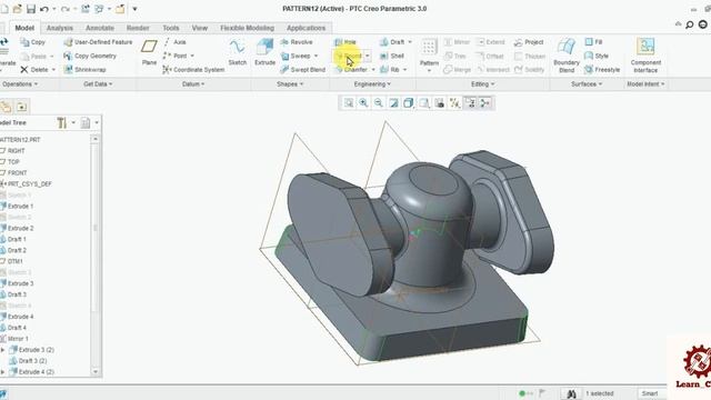 Valve Body Using Merge & inheritance Operation in CREO 3.0 смотреть онлайн