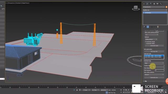 Wire generation (sag model) with Lightning protection plugin for 3ds Max 2018-202x смотреть онлайн