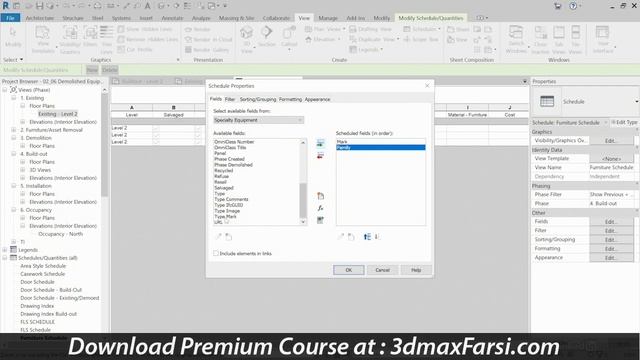 How to Demolished equipment schedules in Revit 2020 смотреть онлайн