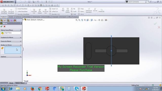 Solidworks 07-How to make rib on a cylindrical profile. смотреть онлайн
