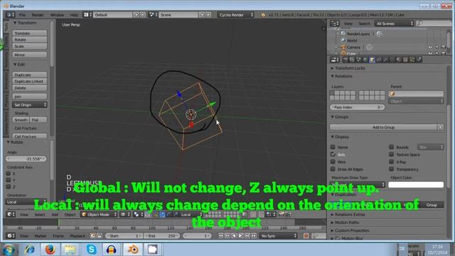 3 minutes blender tutorial for absolute beginner - Part 22 Local and Global orientation смотреть онлайн