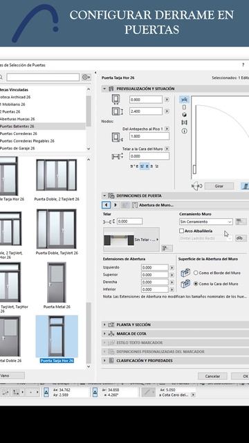 CONFIGURAR DERRAME DE PUERTA EN #archicad смотреть онлайн