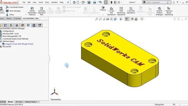 SolidWorks CAM : Corner Slot. смотреть онлайн