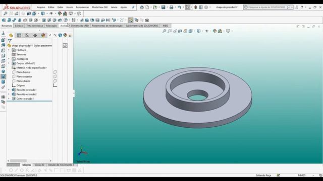 Introdução Ao SOLIDWORKS Placa De Pressão
