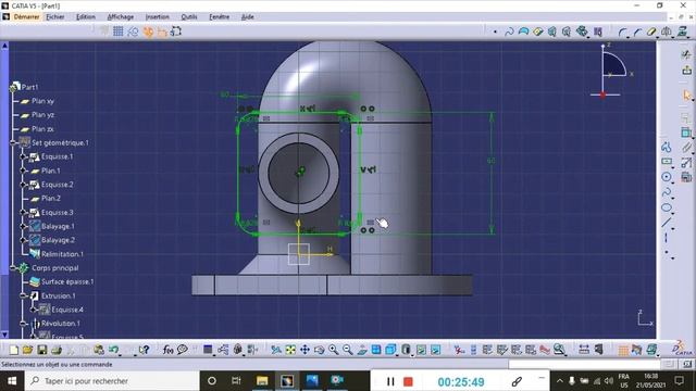 Modélisation d'une pièce mécanique dans CATIA V5-6 смотреть онлайн