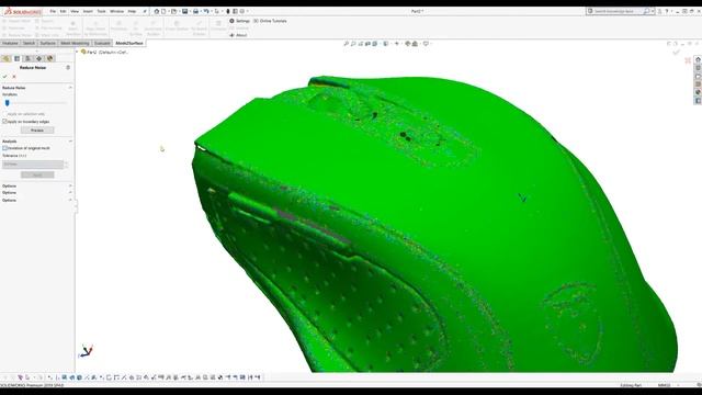 Reduce Noise - Mesh2Surface for SOLIDWORKS - 3d reverse Engineering смотреть онлайн