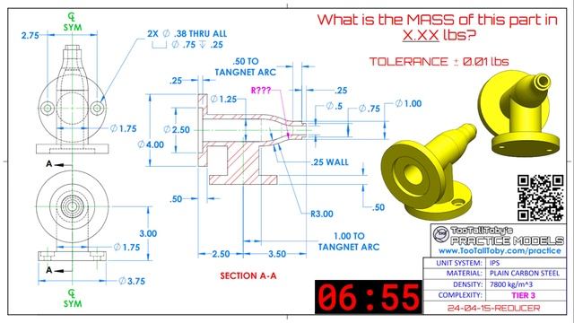 2D Drawing to 3D CAD - PRACTICE MODEL- Exercises for Onshape, SolidWorks - REDUCER смотреть онлайн