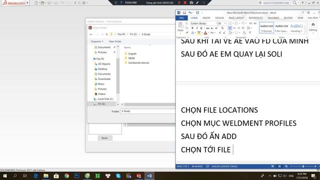 Thêm thư viện Weld trong Solidworks(Add library Weldment in Solidworks ) смотреть онлайн