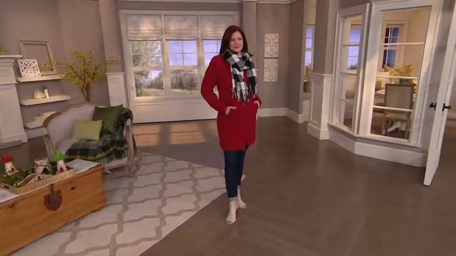 Aran Craft Merino Wool Button Front Long Cardigan with Capelet on QVC смотреть онлайн