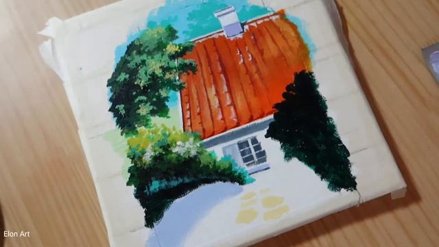 Daily Challenge #48 / Acrylic painting garden scene / Relaxing video / masking tape art / speed art смотреть онлайн