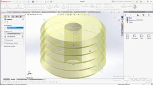 Создание бабышки на болт с насечками ежик в Solidworks