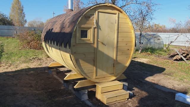 Баня бочка 3 метра с топкой на улицу купить в Дзержинске. смотреть онлайн
