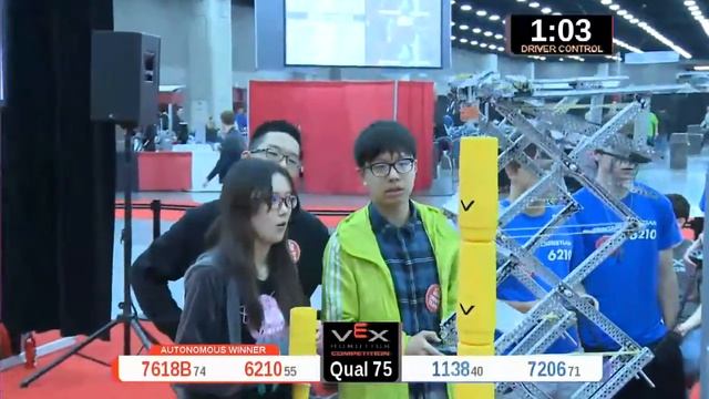 2015 VRC Engr Q75 - 7618B 6210 vs 1138 7206 - 54 to 33 - VEX Worlds 2015 - Engineering Division смотреть онлайн