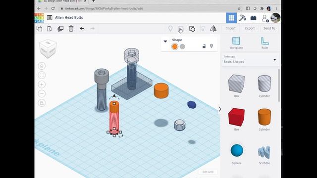 TinkerCAD Tutorial #1 - How to model and create an allen head bolt for 3D printing смотреть онлайн