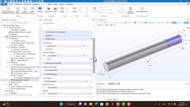 Mastering COMSOL: sound absorption coefficient with JCA model in COMSOL multiphysics смотреть онлайн
