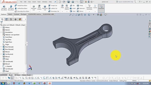 ⚡ SOLIDWORKS TUTORIAL #5 || Design and assembly of connecting rod in solidworks. смотреть онлайн