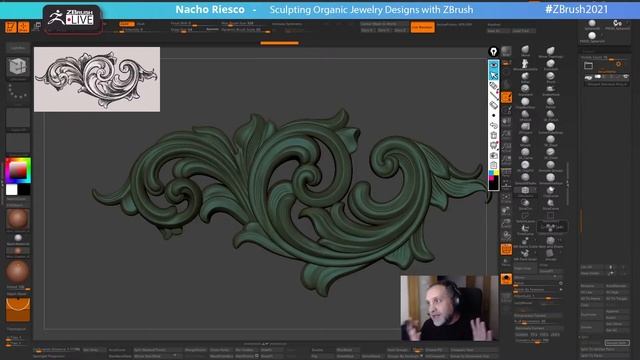 Sculpting Organic Jewelry Designs with ZBrush: Baroque Scrolls Ring - Nacho Riesco Gostanza смотреть онлайн