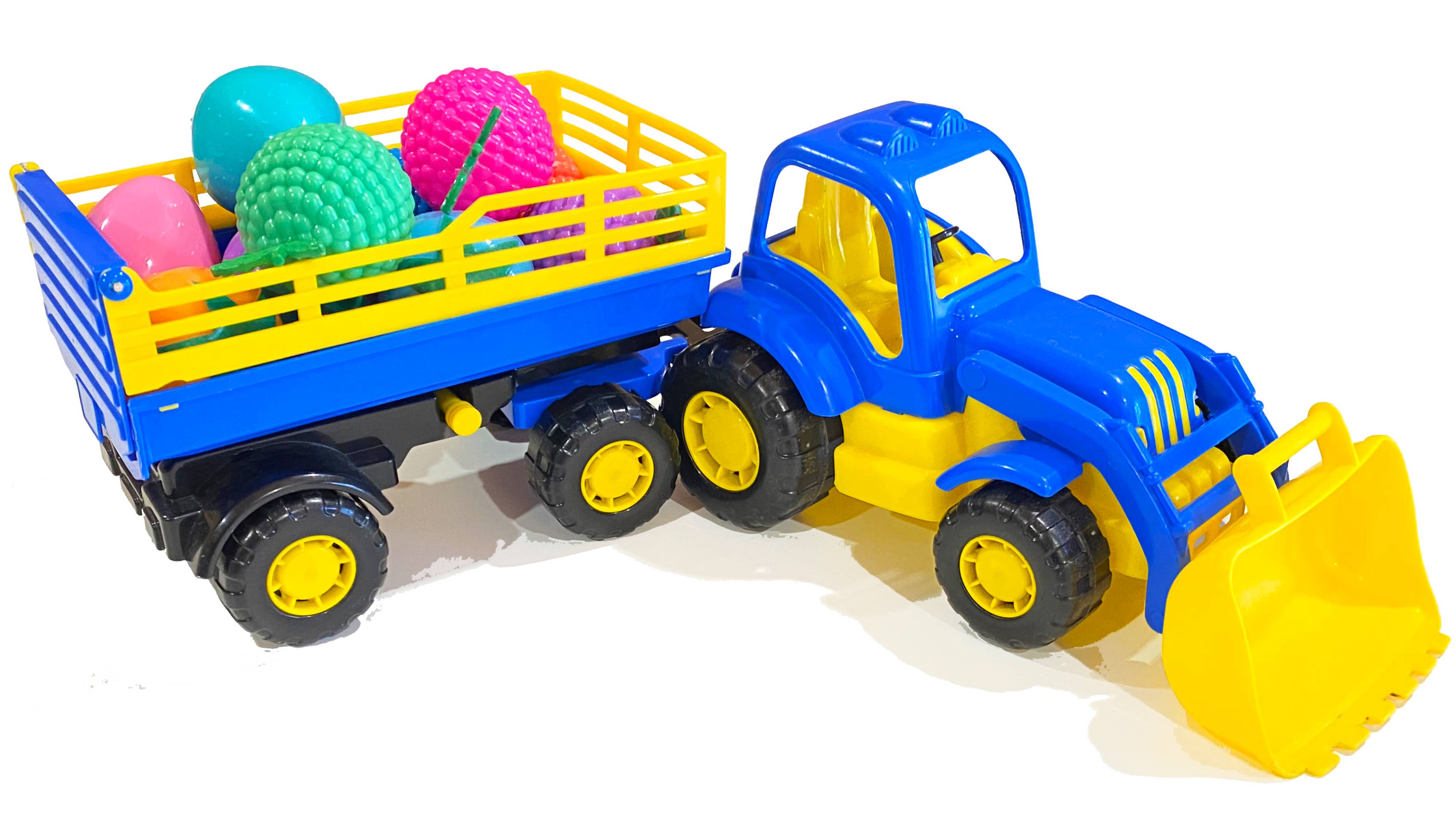 Синий трактор | Учим геометрические Фигуры с игрушечными Фруктами смотреть онлайн