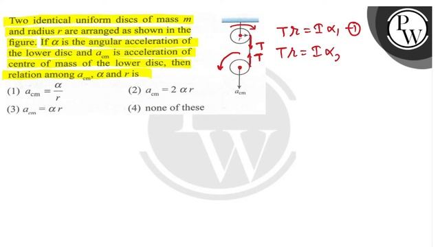 Two identical uniform discs of mass \( m \) and radius \( r \) are arranged as shown in the figu... смотреть онлайн