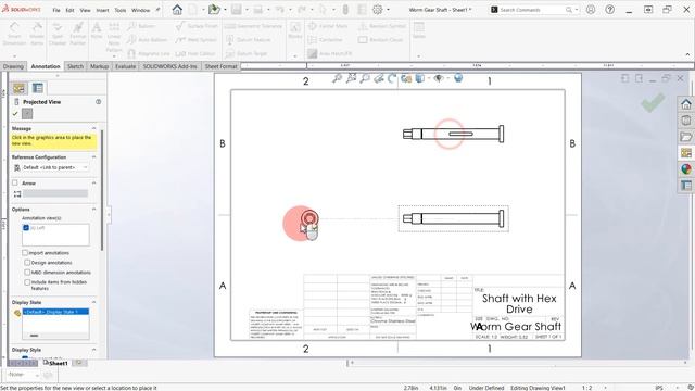 Worm Gear Shaft: 4 Make Drawing Add Views смотреть онлайн