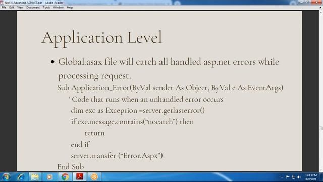 ASP.NET Lecture 36 (1) - Error Handling | Page Level | Application Level | Theory | Example | Hindi смотреть онлайн