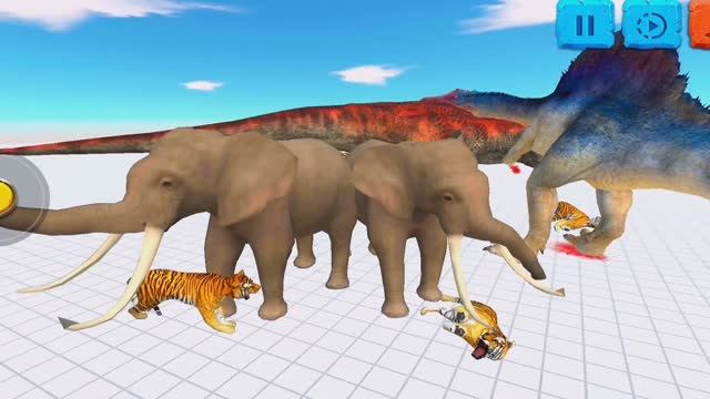 СЛОН И ТИРЕКС ПРОТИВ СПИНОЗАВРА И ТИГРОВ 🔥😱 Animal Revolt Battle Simulator смотреть онлайн