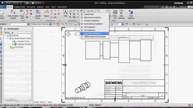 Tutorial 2 Siemens NX9 Drawing 1 смотреть онлайн