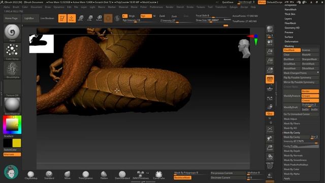Скульптинг Дракона в Zbrush. Часть 4 - Polypaint. Рендер в Marmoset Toolbag 4.