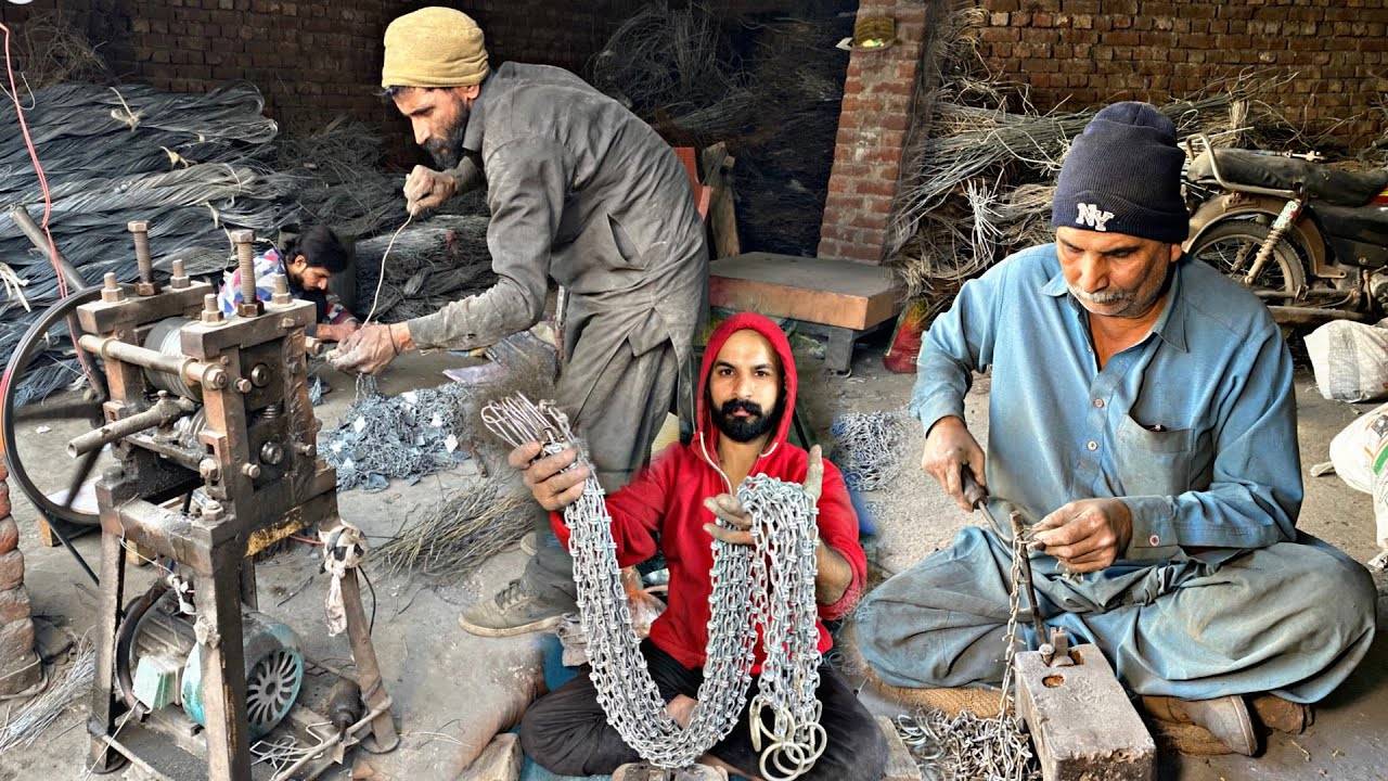 Невероятный процесс изготовления железной цепи На Небольшом заводе | Массовое производство смотреть онлайн