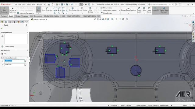 Solidworks Tutorial Sketch Shape PCB in Context Playstation Xbox Joystick Stage#7 English - AER Int смотреть онлайн