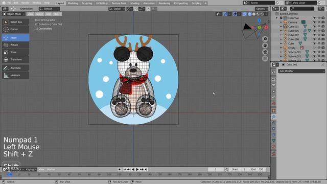 Christmas Polar bear Blender Tutorial смотреть онлайн