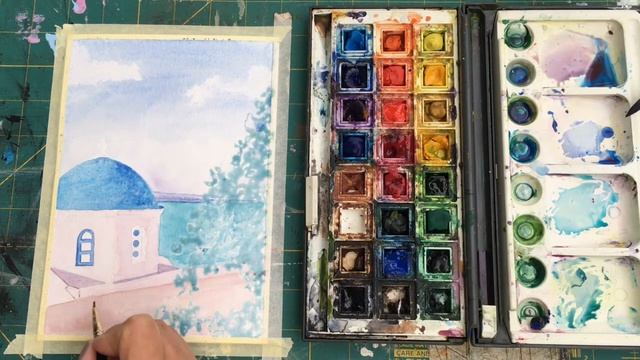 Mykonos in watercolour