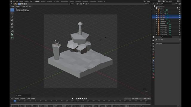 lighthouse on islands blender tutorial - 3D modeling process in Blender 2.9 | low poly worlds смотреть онлайн