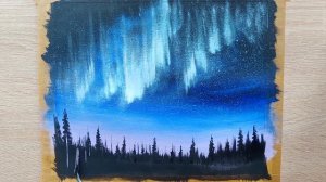 Как нарисовать северное сияние поэтапно. Акриловая краска. Уроки рисования.
