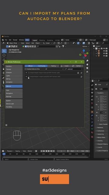 Blender Tip AutoCAD Vector Import | AR3Designs Daily Blender 3D Tips смотреть онлайн
