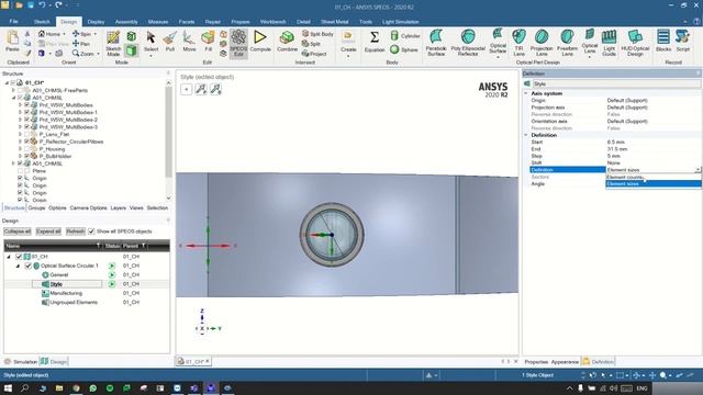 Ansys SPEOS Optical Part Design Circular Reflector Design смотреть онлайн