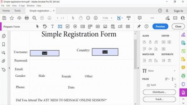 How to add a fillable text box in pdf with Adobe Acrobat Pro DC