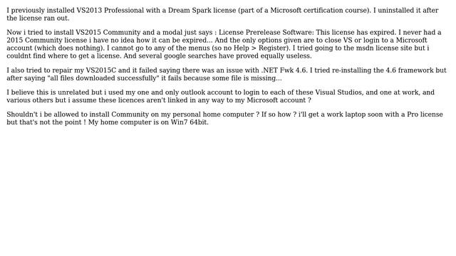 Installing Visual Studio 2015 Community with a previously expired license смотреть онлайн