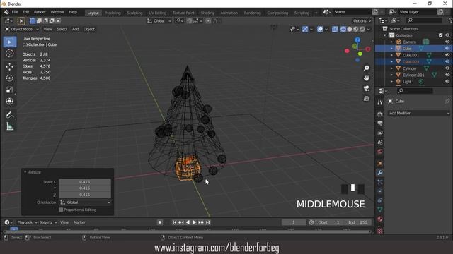 low poly christmas tree modeling in blender 2.91 смотреть онлайн