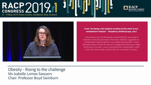 RACP Congress 2019 - Obesity: Rising to the challenge, Ms Isabelle Lomax-Sawyers смотреть онлайн
